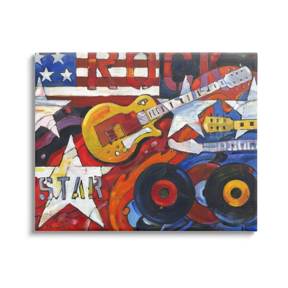 Stupell Industries Rockstar Americana Music Tribute Painting Gallery Wrapped Canvas Print Wall Art, Design by Paul Brent