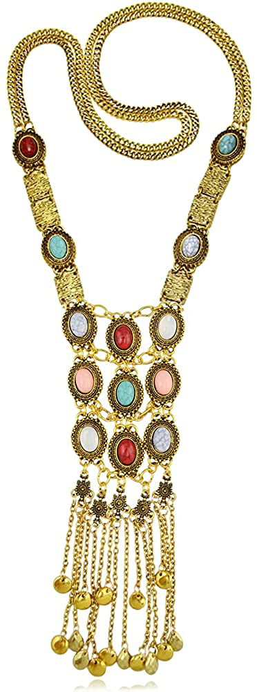 Women's Vintage Style Multi-Color Crystal Charm Statement Collar Necklace CB 
