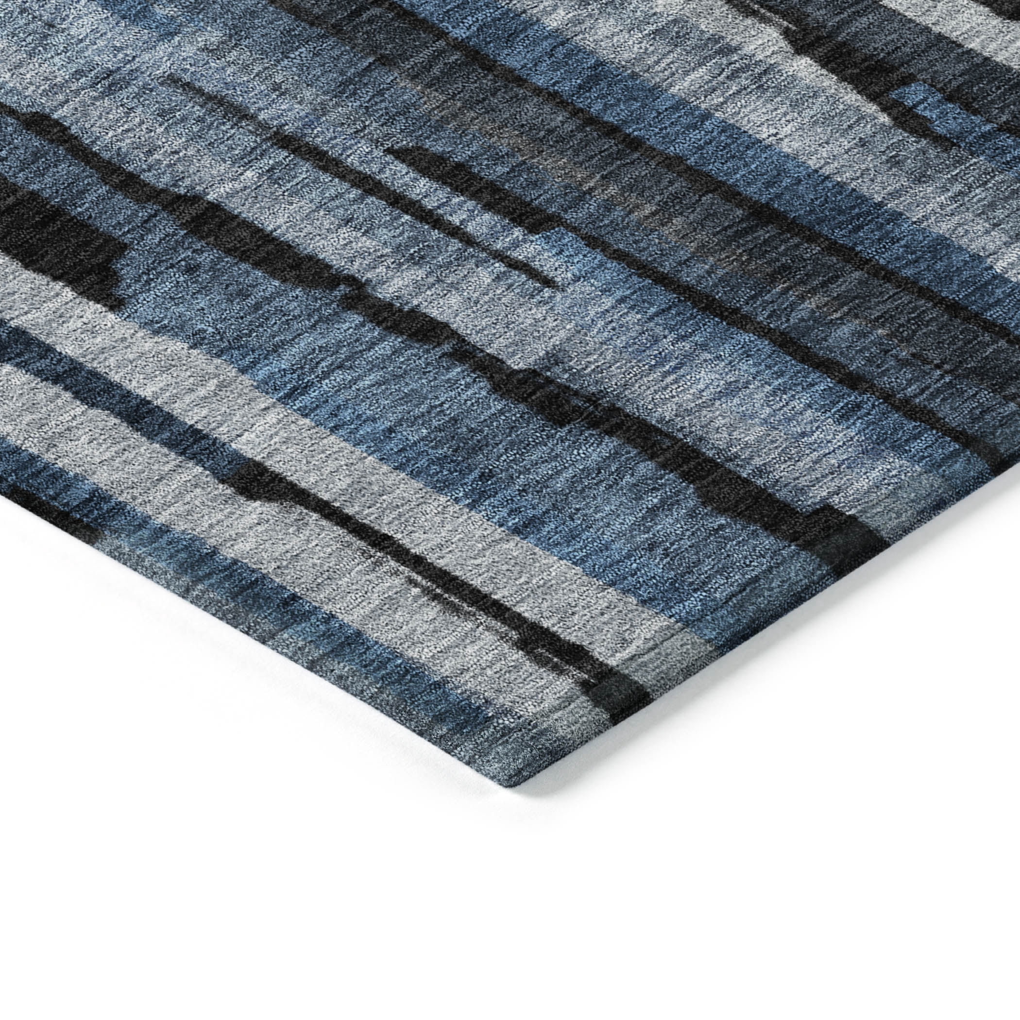 Addison Rugs Chantille Indoor/Outdoor Transitional Stripes Blue Washable Runner Rug, 2'3" x 7'6"