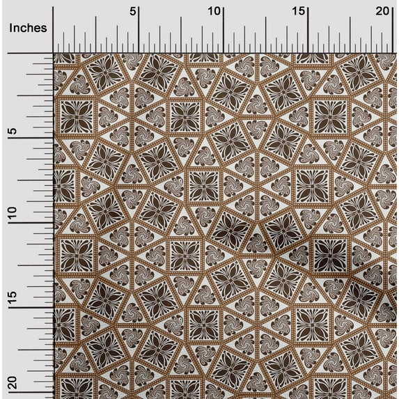 oneOone Georgette Viscose Dark Brown Fabric Ethnic Floral Block Quilting Supplies Print Sewing Fabric By The Yard 42 Inch Wide