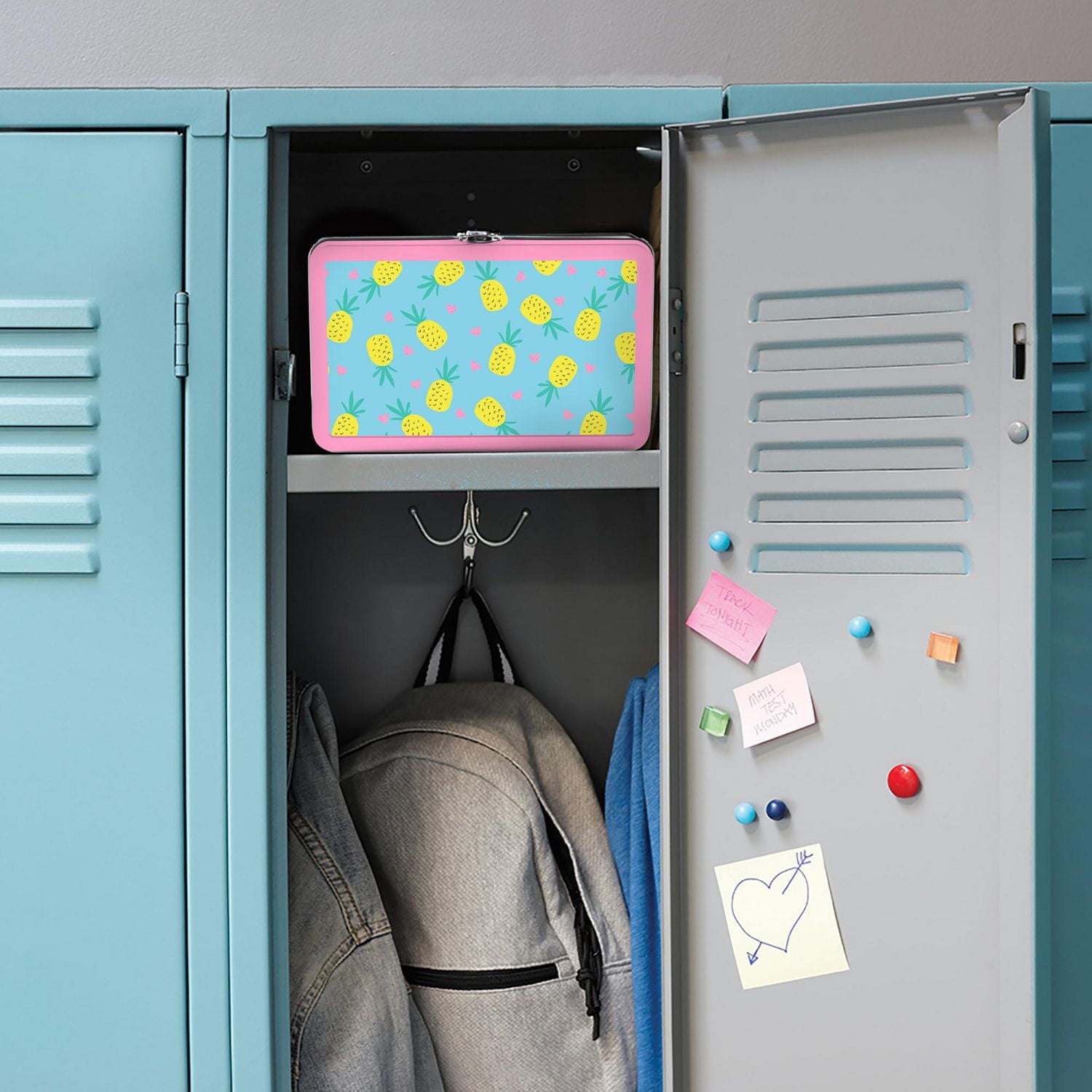 Boîte à crayons métallique Find It - ananas et cœurs