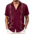 thumbnail image 1 of Camisas Casuales Para Hombre Camisa de manga corta bordada de playa suelta informal de verano para hombre (Red, M), 1 of 6