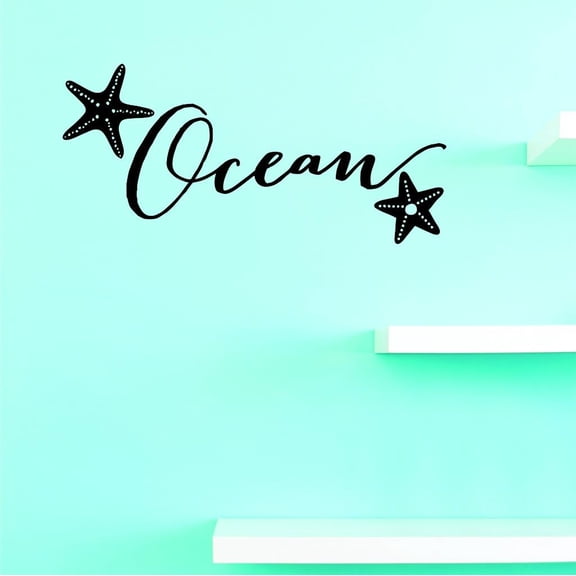 Custom Decals Ocean Wall Art Size: 20 X 40 Inches Color: Black