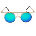 thumbnail image 3 of Cool Flip Up Lens Steampunk Vintage Retro Style Round Sunglasses Tortoise Gold X, 3 of 12