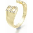 thumbnail image 3 of 18k gold plated adjustable women's initial ring Copper set Zircon thick gold folded alphabet ring B US Size 7 Women's individual open ring, 3 of 3