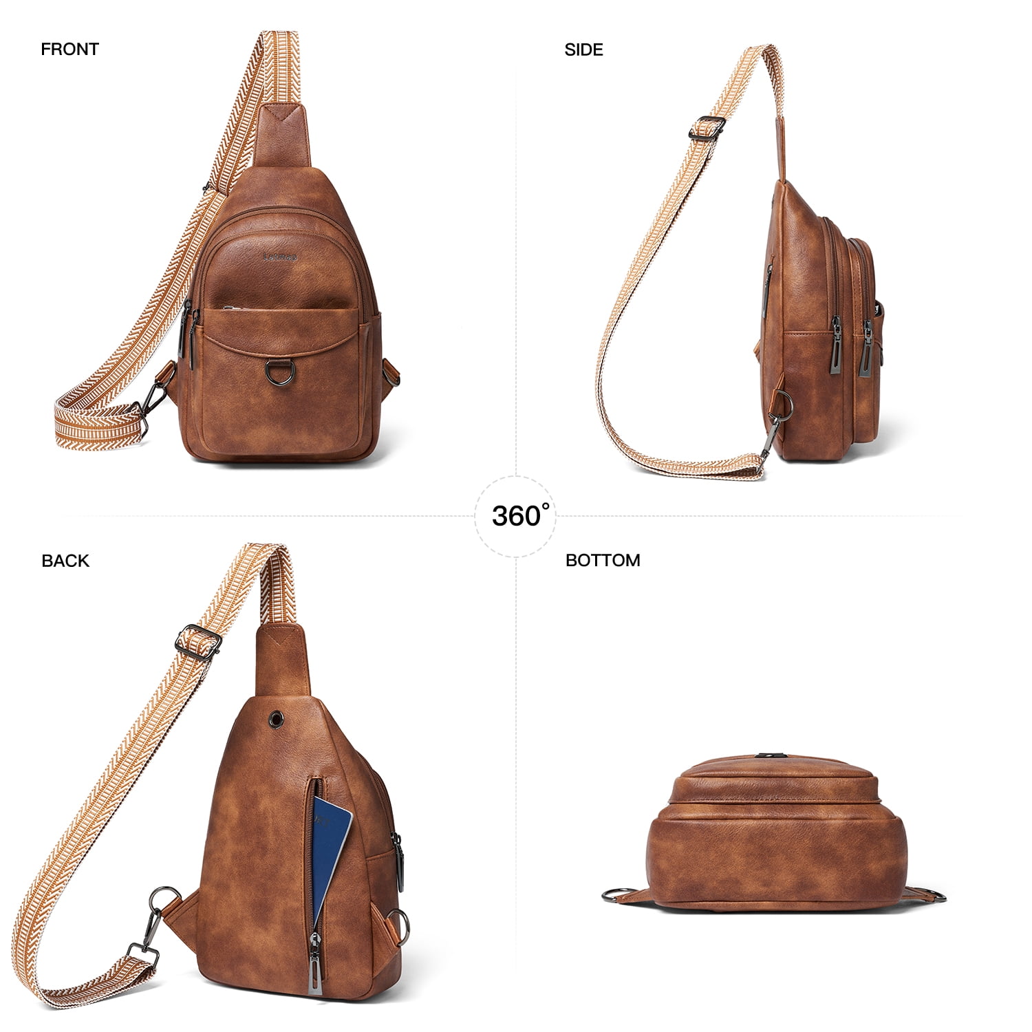 7L Crossbody Sling Bag, Anti-Theft Travel Chest & Belt Bag for Women and Men, Faux Leather