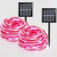 thumbnail image 1 of Juego de 2 luces de cuerda de bastón de caramelo, 100 luces LED rojas y blancas, 8 modos de luces solares para exteriores, Navidad, Año Nuevo, decoraciones de invierno, 1 of 8
