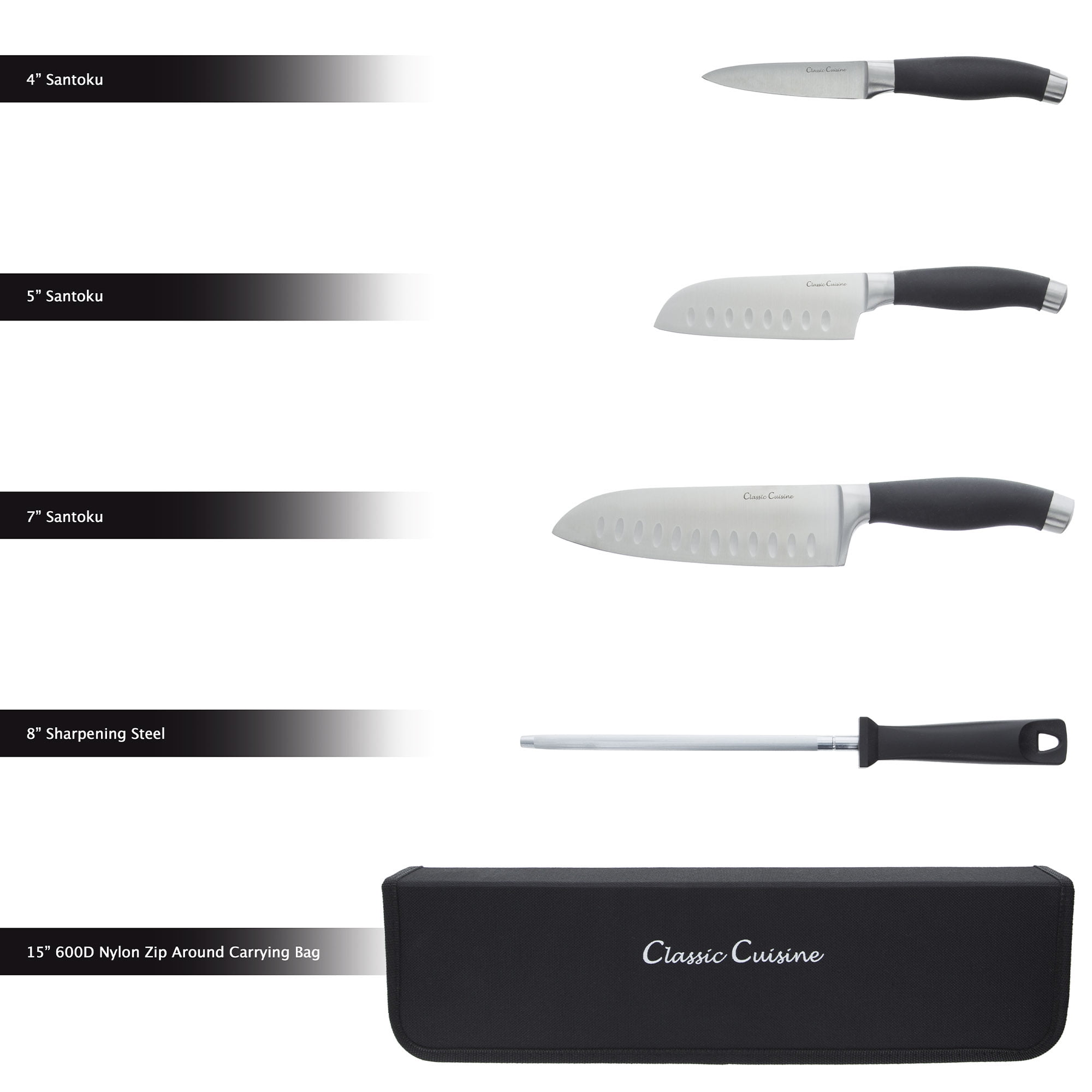 BINO 5-Piece Stainless Steel Kitchen Knives Set with Sheath - Marble