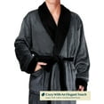 thumbnail image 2 of PAVILIA Mens Robe, Soft Robe for Men, Fleece Warm Long Bathrobe for Bath Shower Spa with Shawl Collar and Pockets, Plush Microfiber -Two Tone Gray-Black, 2 of 7