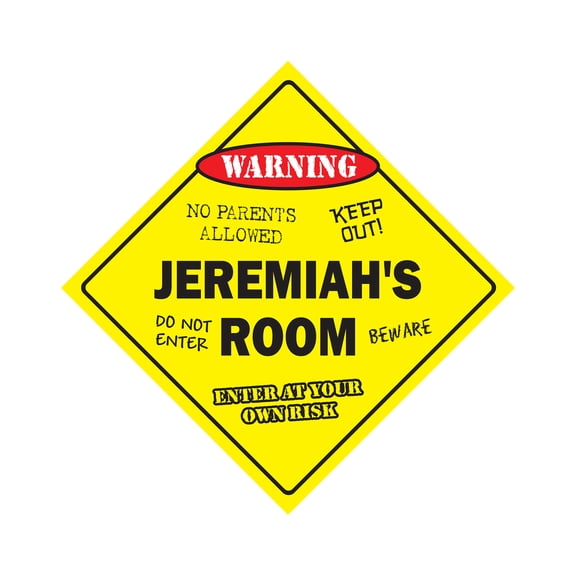 Jeremiah's Room Sign Crossing Zone Xing | Indoor/Outdoor | 14" Tall kids bedroom decor door children's name boy girl