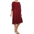 thumbnail image 3 of Women's Casual Plus Size Loose Fit 3/4 Sleeve Jersey Knit A-Line Solid Midi Dress, 3 of 4