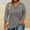 Gray, variant on Womens Plus Size 3/4 Sleeve Tops Casual V Neck Button Tee Shirts Basic Loose Fit Tunic Blouse