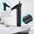 thumbnail image 2 of Grifo de baño negro, grifo de baño en cascada, mezclador de lavabo negro, grifo mezclador de baño monomando retro, grifo de lavabo alto de latón, grifo de lavabo de mano, 2 of 5