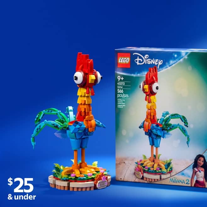 Lego Disney Moana two Hei Hei buildable figure and box with price: $25 and under.