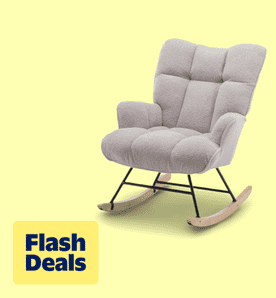 Image shows SAETSFEG Nursery Rocking Chair Teddy, High Backrest, Comfortable Stylish with Padded Seat for Living Rooms, Bedrooms, Offices, Grey