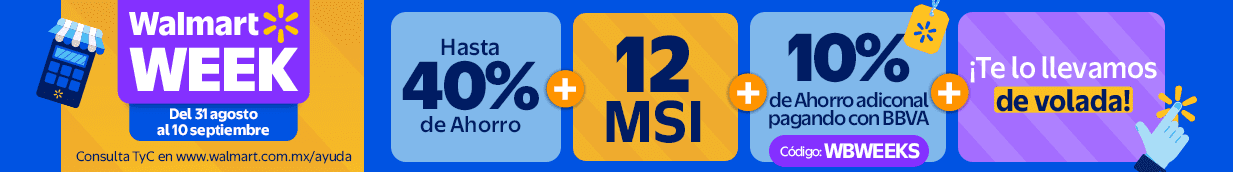 Walmart Week 40% + 12MSI +10% de ahorro adicional pagando con BBVA Código WBWEEKS + Te lo llevamos de volada