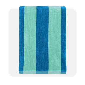 green and blue striped beach towel