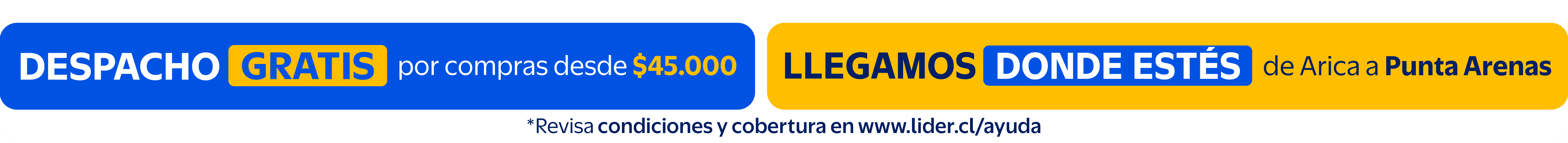 Despacho gratis y Pick up gratis sobre compras de $45000 Contingencia Lluvias