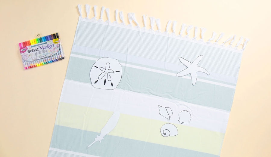 arrange templates on towel