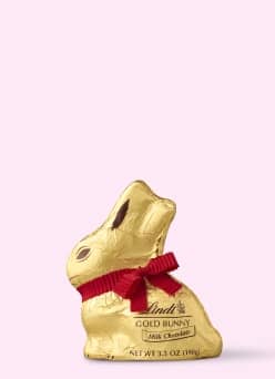 A chocolate bunny is shown.