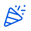 A blue celebratory confetti illustration.