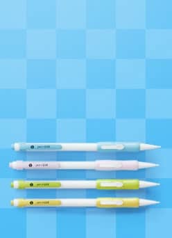 Mechanical pencils on a blue background.