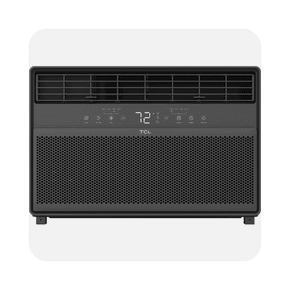 Black TCL air conditioner on a grey background