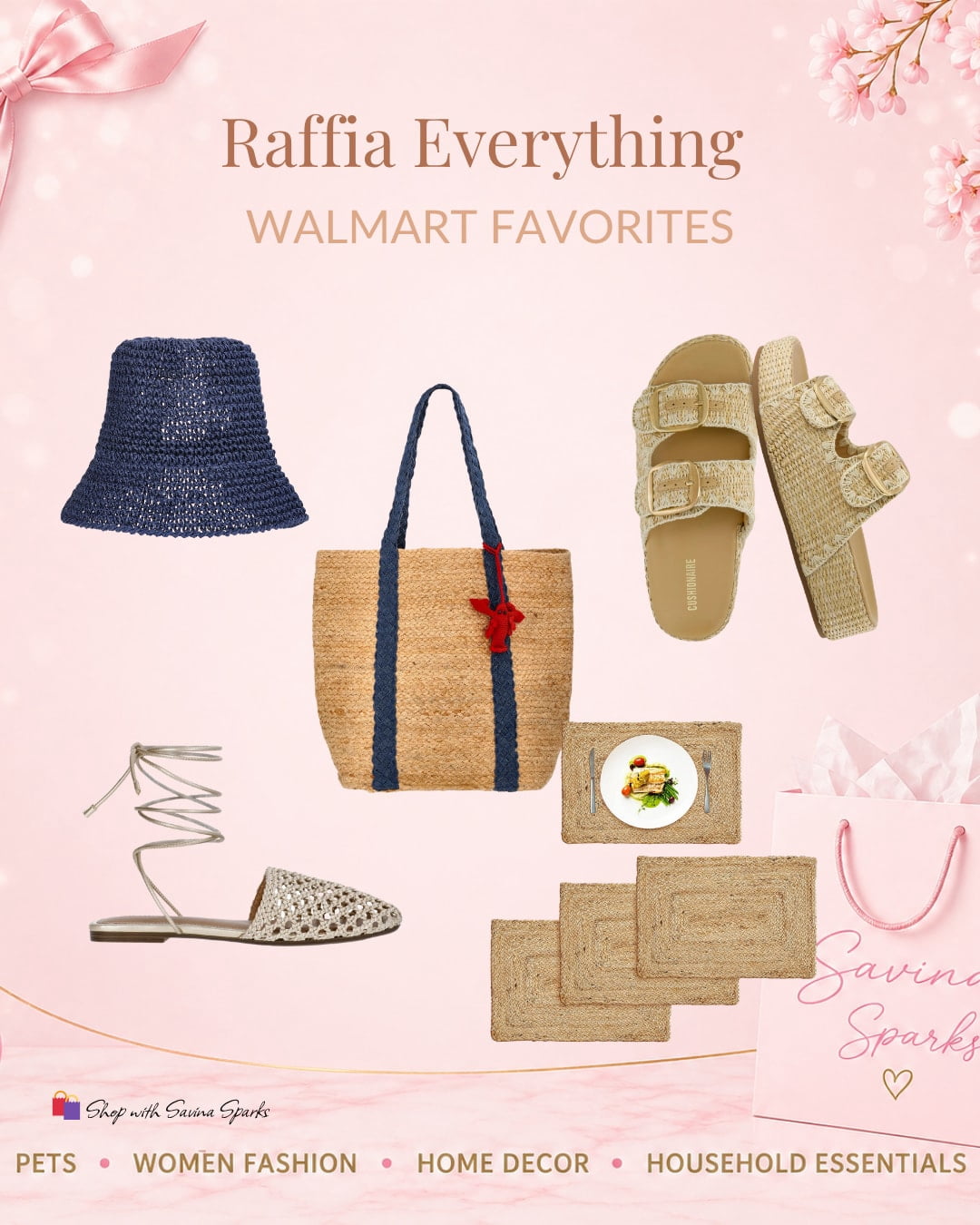 The raffia trend is taking over this season and I’m obsessed 🤍 From woven handbags to chic sandals and natural home accents, these Walmart finds give effortless coastal luxe without the designer pric, Shop post, 