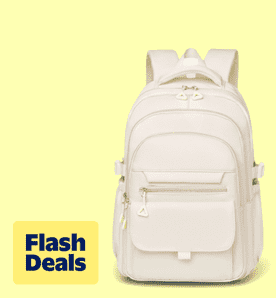 Image shows DAKIMOE School Backpack for College High Middle School Fashion Student bag, Cute Aesthetic Teen Bookbag for Teens Women, Beige