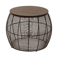 Office Star Camden 2 Piece Round Metal Accent Tables with Espresso Wood Top