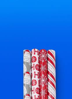 Image shows a selection of red and white wrapping paper.
