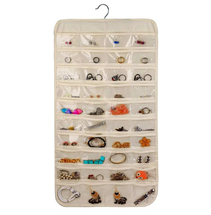 50pcs Jewelry Storage Bag, TSV Transparent Jewelry Storage Book, Travel  Jewelry Organizer Earring Book Ring Holder Necklace Earring Cards 50 Zipper