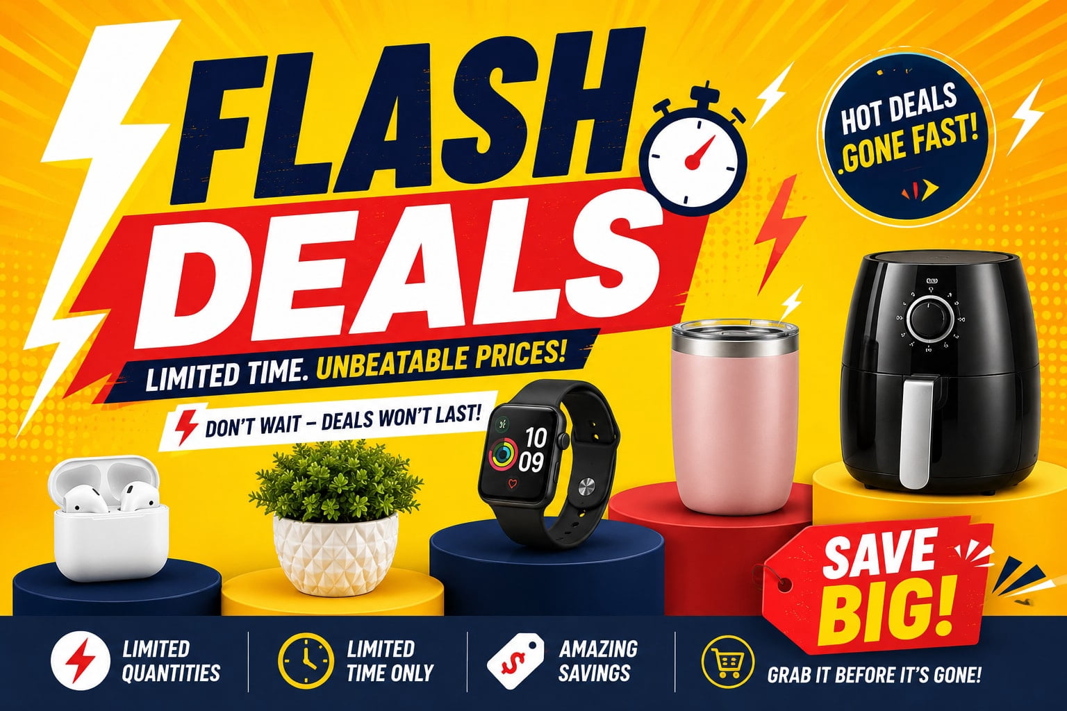 ⚡ Flash Deals ⚡
Score limited-time savings on trending products, everyday essentials, and must-have finds. These hot deals move fast, so grab them before they're gone! 🛒🔥
, Shop post,