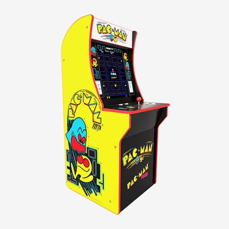The Arcade1Up Pac-Man miniature arcade cabinet, featuring two games in one.