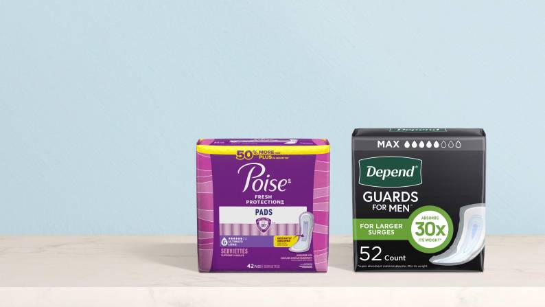 Pads from top brands like Poise.
