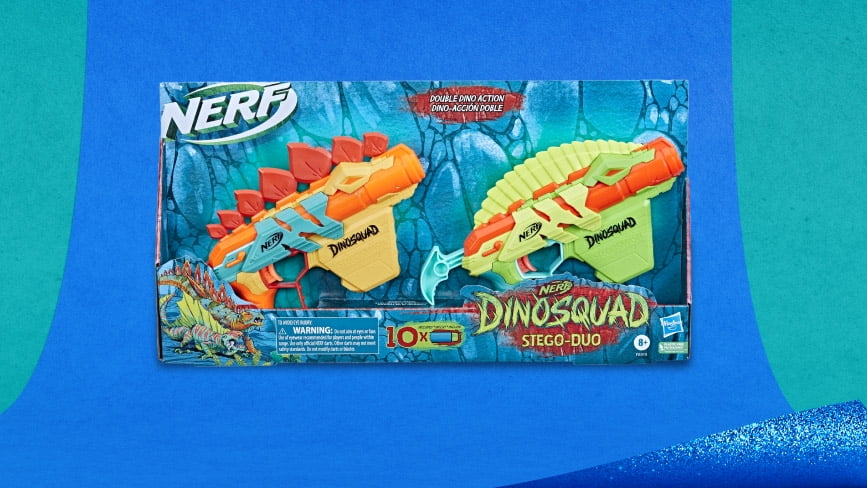Nerf DinoSquad Stego Duo Kids Toy Blasters Set for Boys and Girls with 2 Blasters and 10 Darts, Only At Walmart