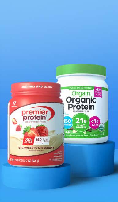 Premier Protein 30G strawberry milkshake protein powder.