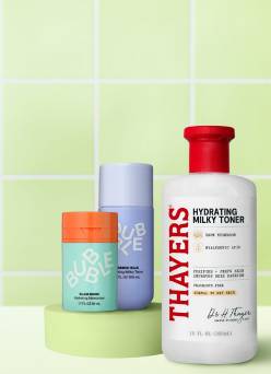 Bubble skincare and Thayer’s toner.