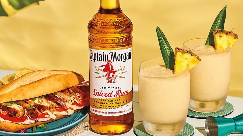 Captain Morgan Original Spiced Rum, 1.75 mL Bottle with a Football
