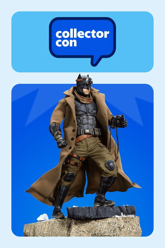 Collector Con badge and D.A.H. Batman figurine.
