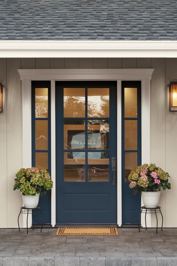a picture of a blue door on a house.