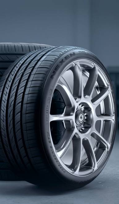 Tires on a grey background.