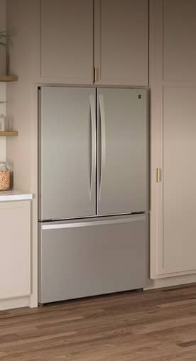 A stainless-steel fridge.