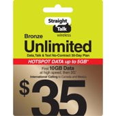 Top up with Straight Talk Bronze. $35 with unlimited data. Shop now.