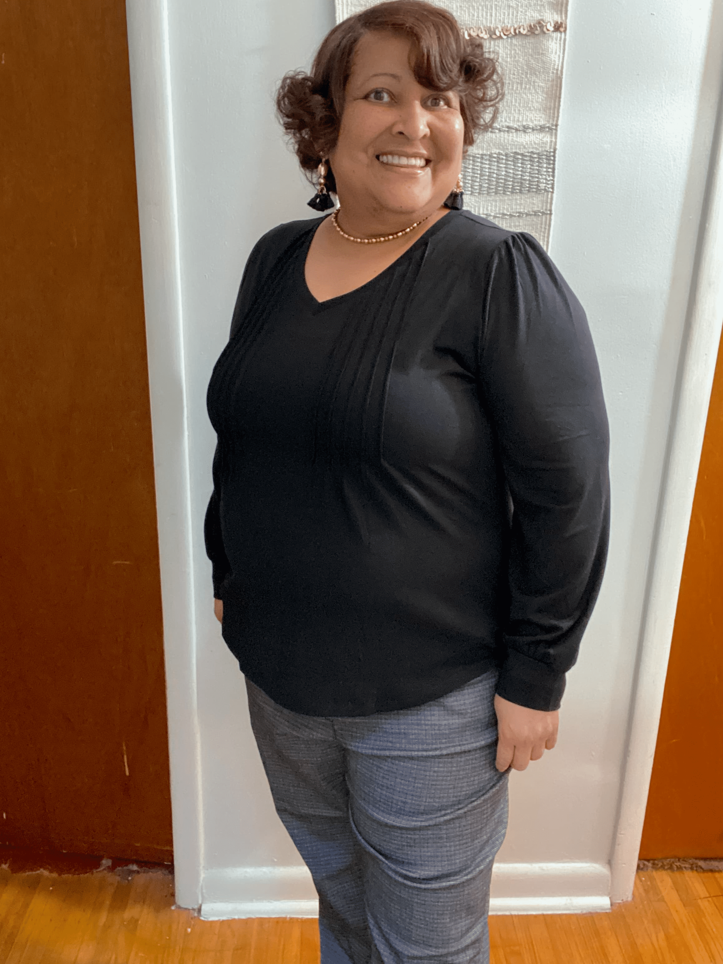 This Vneck pleated front top is lightweight and comfortable. The fabric is soft and the design is super stylish and versatile for casual, work or a night out on the town.
, Shop post,