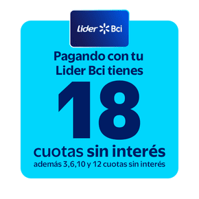 3,6,10,12 y 18 cuotas sin interes pagando con la lider bci