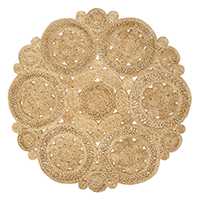 LR Home Natural Jute Natural Round Indoor Area Rug 8-x-8