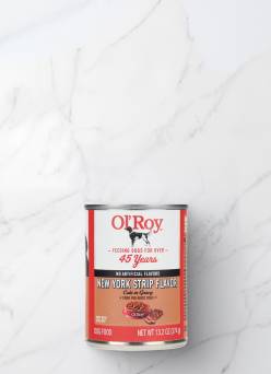A can of Ol’ Roy New York Strip flavo