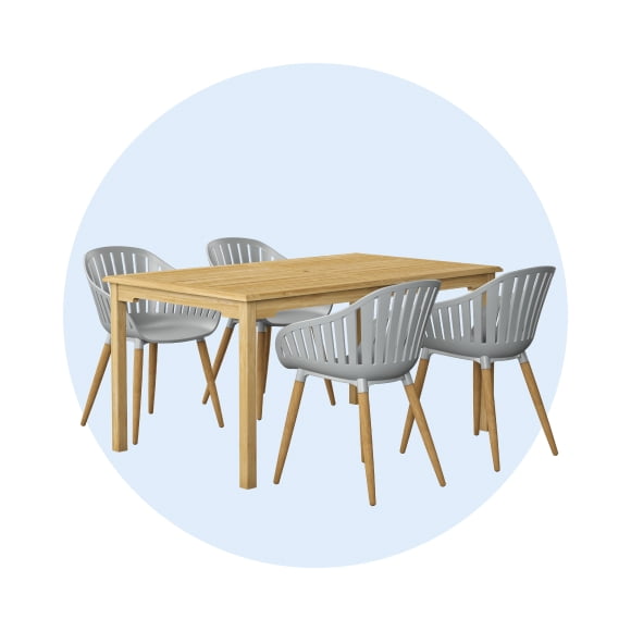 deck table and chairs