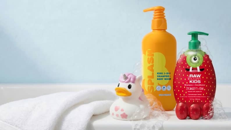 Splash and Raw Sugar scented body washes and a rubber duckie.